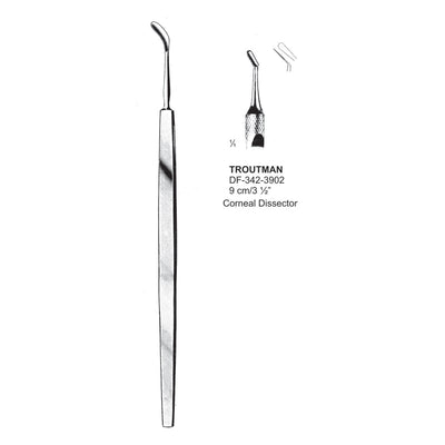 Troutman, Corneal Dissector, 9 cm  (DF-342-3902) by Dr. Frigz