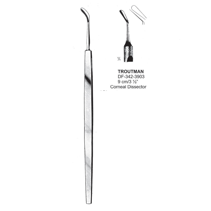 Troutman, Corneal Dissector, 9 cm  (DF-342-3903) by Dr. Frigz
