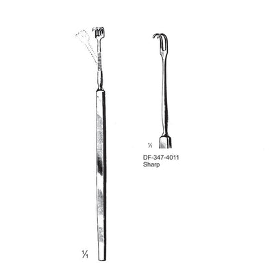 Axenfeld Hooks For Extirpation Of The Lachrymal Gland, Sharp, 2 Prong (DF-347-4011)