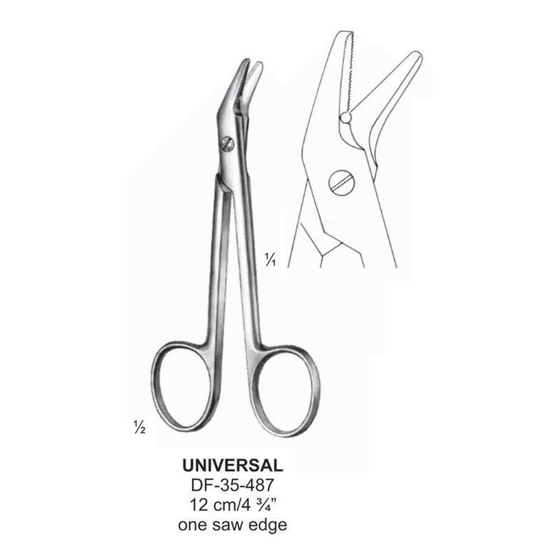 Universal Wire Cutting Scissors, One Saw Edge, Angled, 12cm  (DF-35-487) by Dr. Frigz