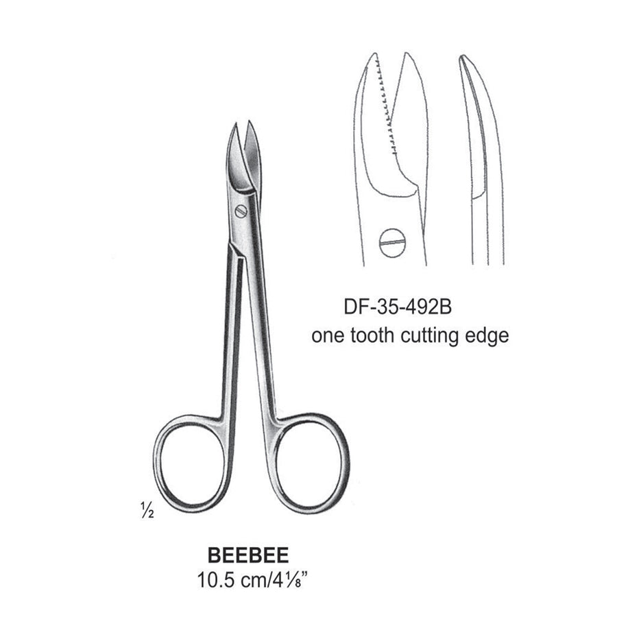 Beebee Wire Cutting Scissors, Straight, One Tooth Cutting Edge, 10.5cm (DF-35-492A) by Dr. Frigz