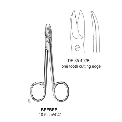 Beebee Wire Cutting Scissors, Straight, One Tooth Cutting Edge, 10.5cm (DF-35-492A)