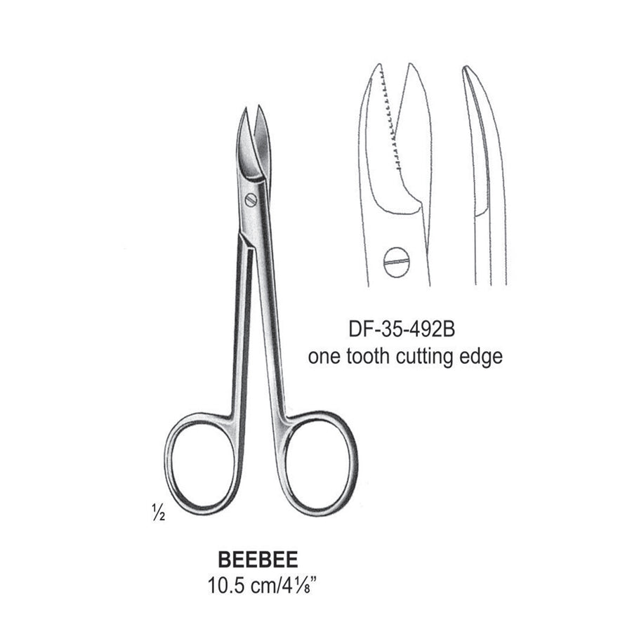 Beebee Wire Cutting Scissors, Curved, One Tooth Cutting Edge, 10.5cm (DF-35-492B) by Dr. Frigz