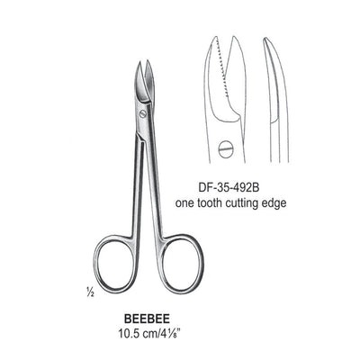 Beebee Wire Cutting Scissors, Curved, One Tooth Cutting Edge, 10.5cm (DF-35-492B)