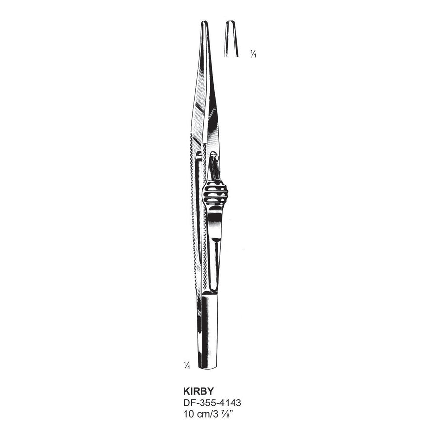 Kirby Fixation Forceps, Straight, 1X2 Teeth, 10cm (DF-355-4143) by Dr. Frigz