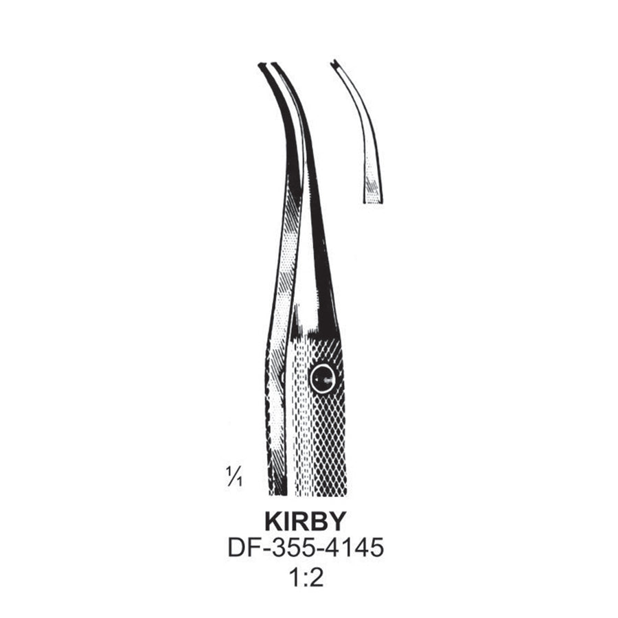 Kirby Forceps, Curved Smooth 1X2 Teeth, 10cm (DF-355-4145) by Dr. Frigz