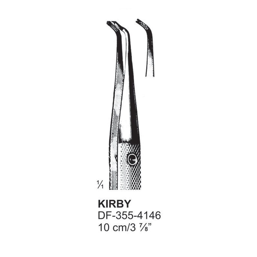 Kirby Cornea-Scleral Forceps, Curved, 1X2 Teeth, 10Cm, Serrated (DF-355-4146) by Dr. Frigz