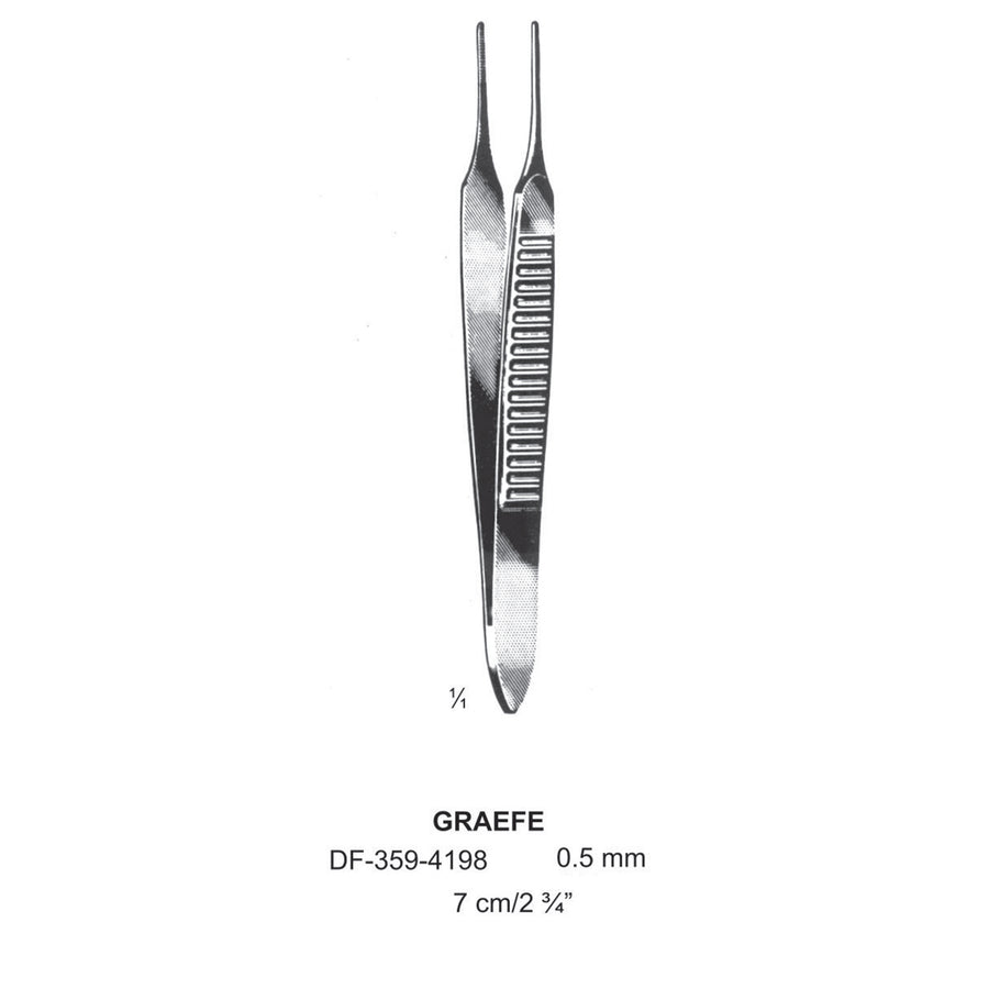Graefe Iris Forceps, 7Cm, Straight, Dia 0.5mm  (DF-359-4198) by Dr. Frigz