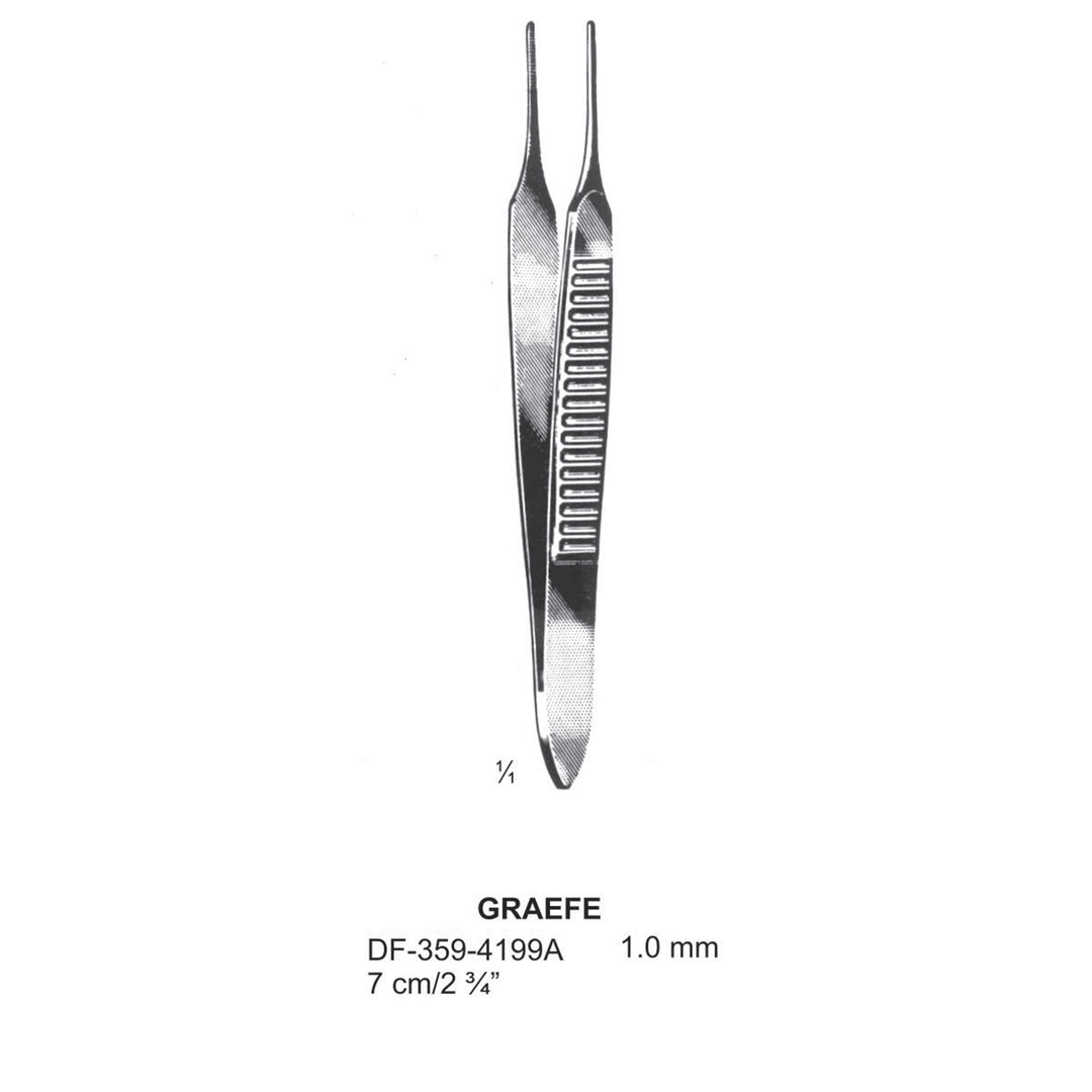 Graefe Iris Forceps, 7Cm,  Straight, Dia 1.0mm  (DF-359-4199A) by Dr. Frigz