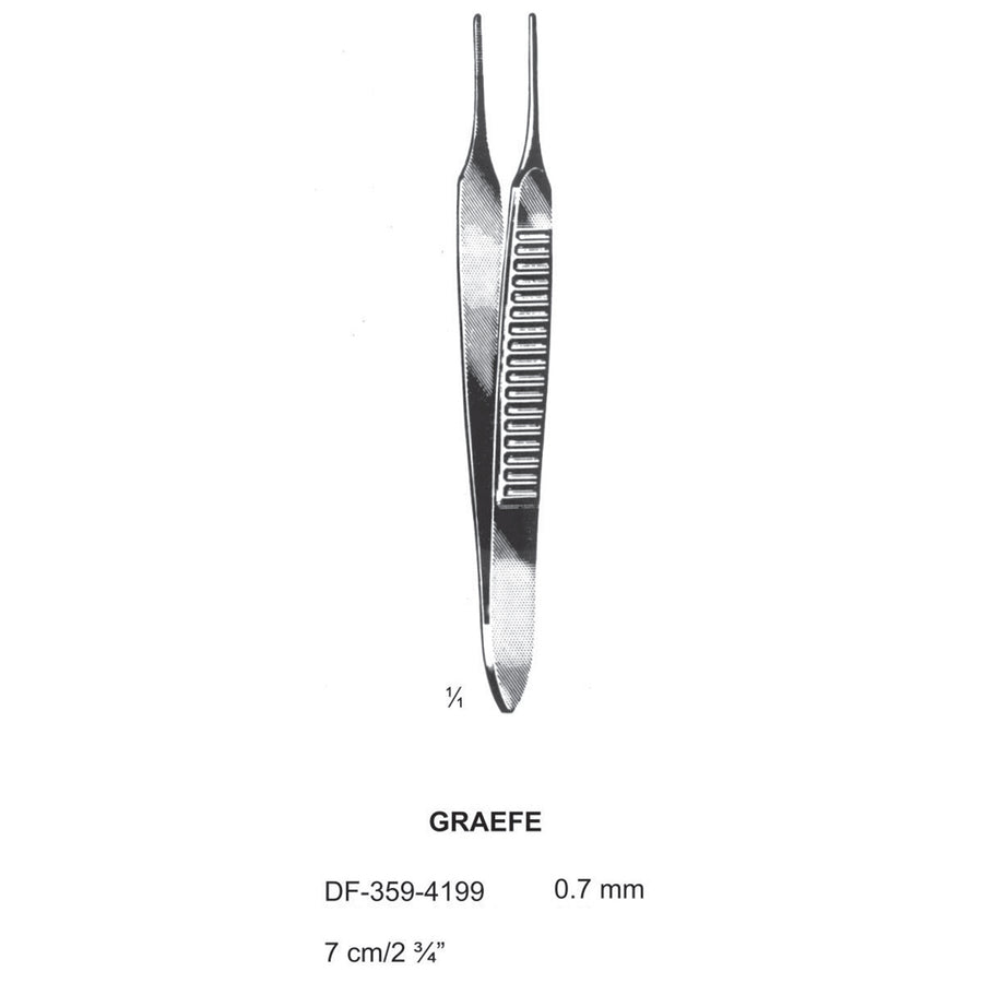 Graefe Iris Forceps, 7Cm,  Straight, Dia 0.7mm  (DF-359-4199) by Dr. Frigz