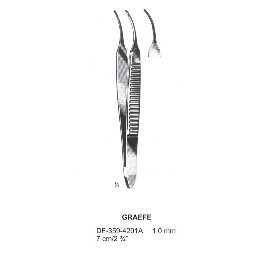 Graefe Iris Forceps, 7Cm, Curved, Dia 1.0mm  (DF-359-4201A) by Dr. Frigz