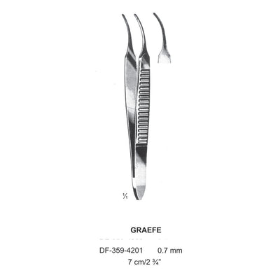 Graefe Iris Forceps, 7Cm, Curved, Dia 0.7mm  (DF-359-4201)