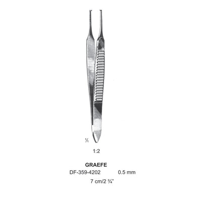 Graefe Iris Forceps, 7Cm, Straight, 1X2 Teeth, Dia 0.5mm  (DF-359-4202)