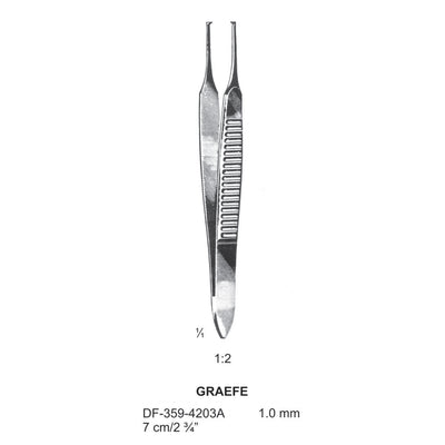Graefe Iris Forceps, 7Cm, Straight, 1X2 Teeth, Dia 1.0mm  (DF-359-4203A)