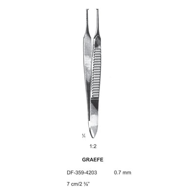 Graefe Iris Forceps, 7Cm, Straight, 1X2 Teeth, Dia 0.7mm  (DF-359-4203)