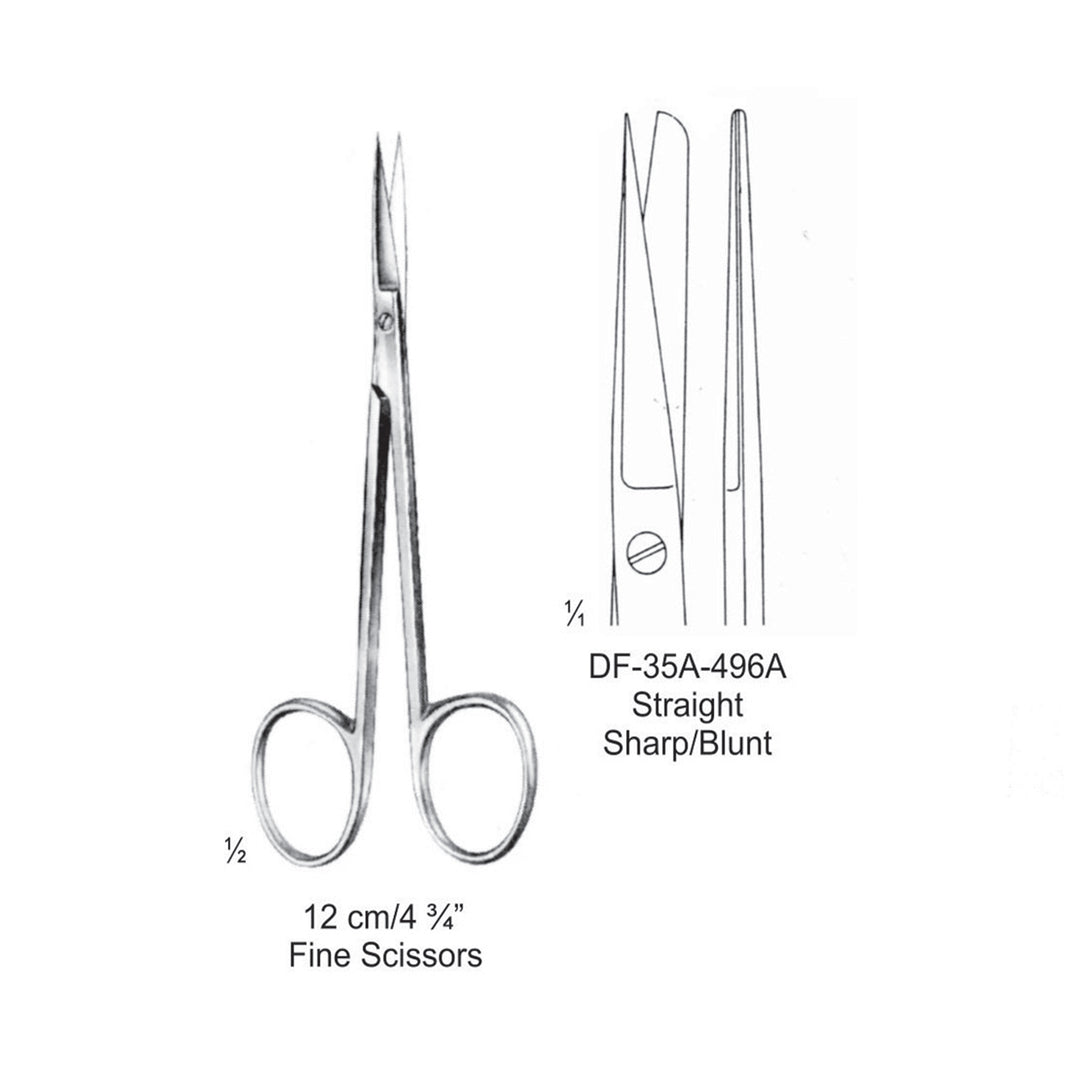 Fine Operating Scissors, Straight, Sharp-Blunt, 12cm (DF-35A-496A) by Dr. Frigz