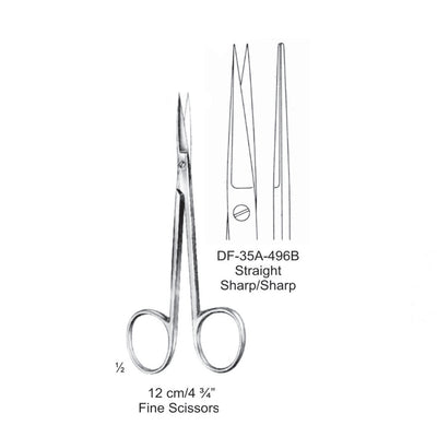 Fine Operating Scissors, Straight, Sharp-Sharp, 12cm (DF-35A-496B)