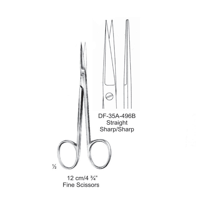 Fine Operating Scissors, Straight, Sharp-Sharp, 12cm (DF-35A-496B) by Dr. Frigz