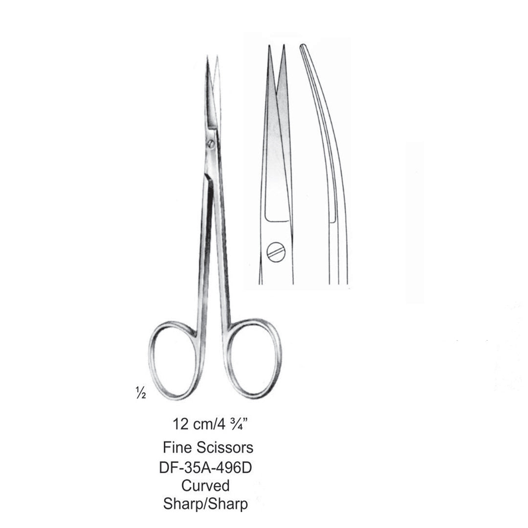 Fine Operating Scissors, Curved, Sharp-Sharp, 12cm (DF-35A-496D) by Dr. Frigz