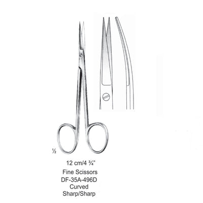 Fine Operating Scissors, Curved, Sharp-Sharp, 12cm (DF-35A-496D)