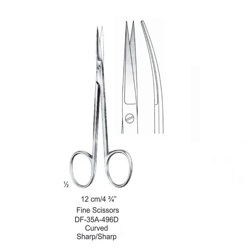 Fine Operating Scissors, Curved, Sharp-Sharp, 12cm (DF-35A-496D) by Dr. Frigz