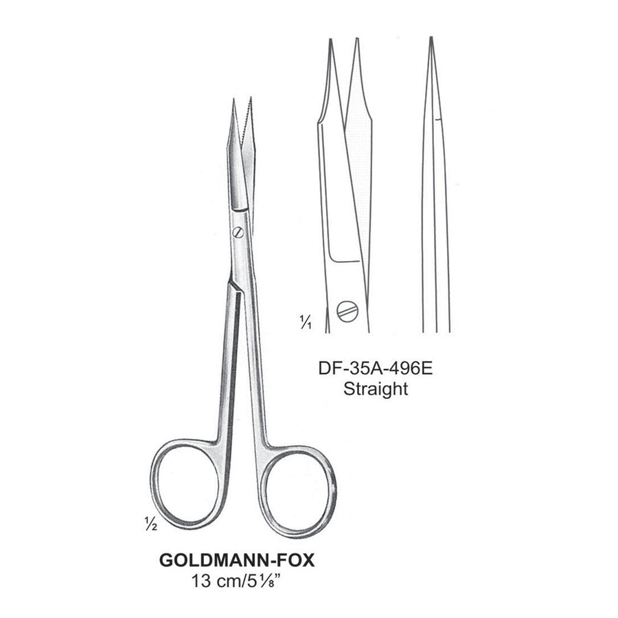 Goldman-Fox Fine Operating Scissors, Straight,13cm  (DF-35A-496E) by Dr. Frigz