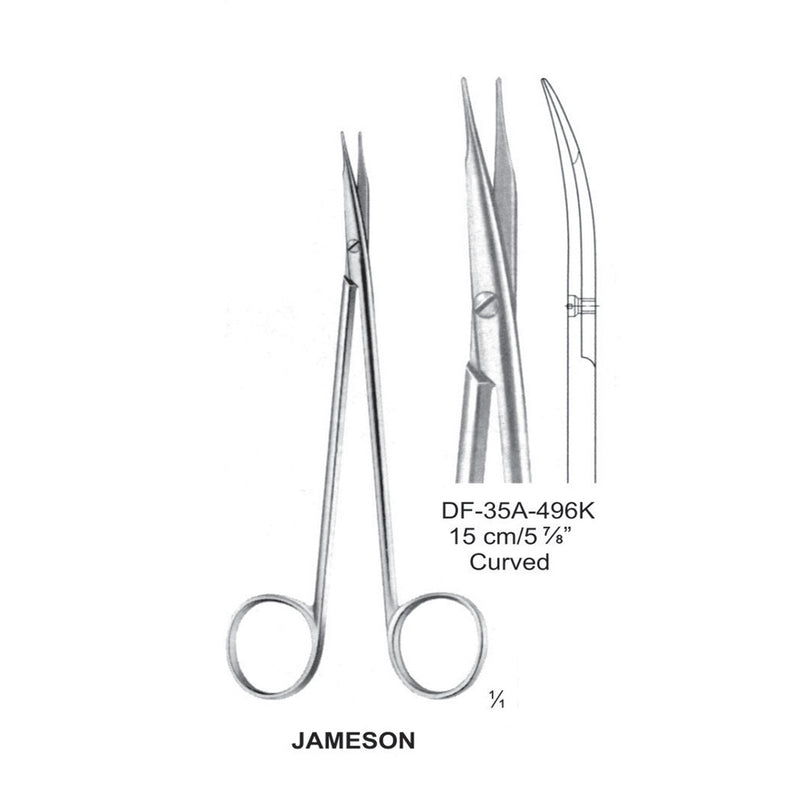 Jameson Fine Operating Scissors, Curved, 15cm  (DF-35A-496K) by Dr. Frigz