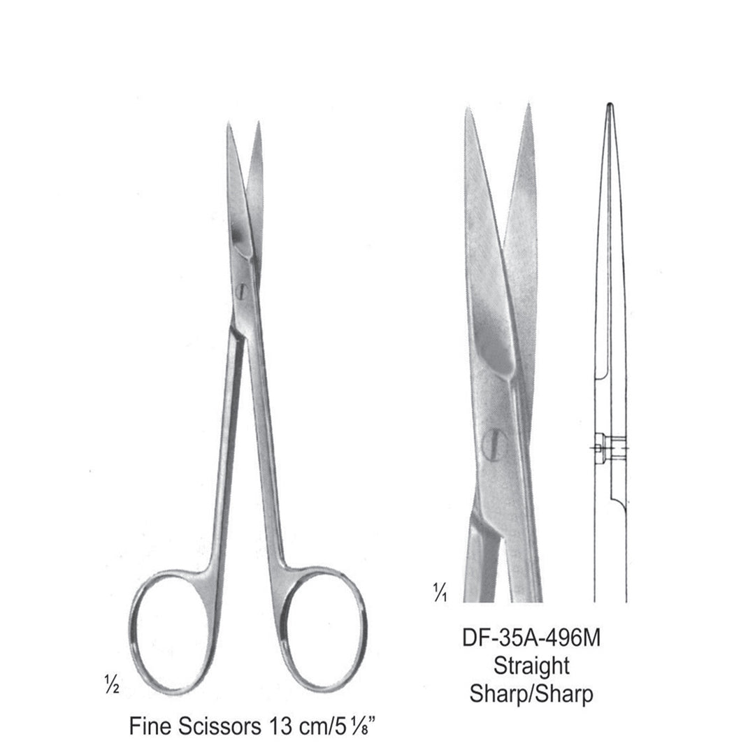 Fine Operating Scissors, Straight, Sharp-Sharp, 13cm  (DF-35A-496M) by Dr. Frigz