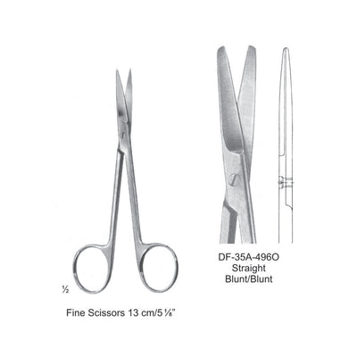 Fine Operating Scissors, Straight, Blunt-Blunt, 13cm  (DF-35A-496O)