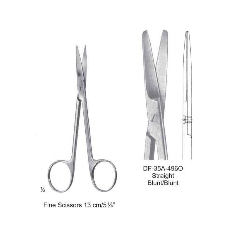 Fine Operating Scissors, Straight, Blunt-Blunt, 13cm  (DF-35A-496O) by Dr. Frigz