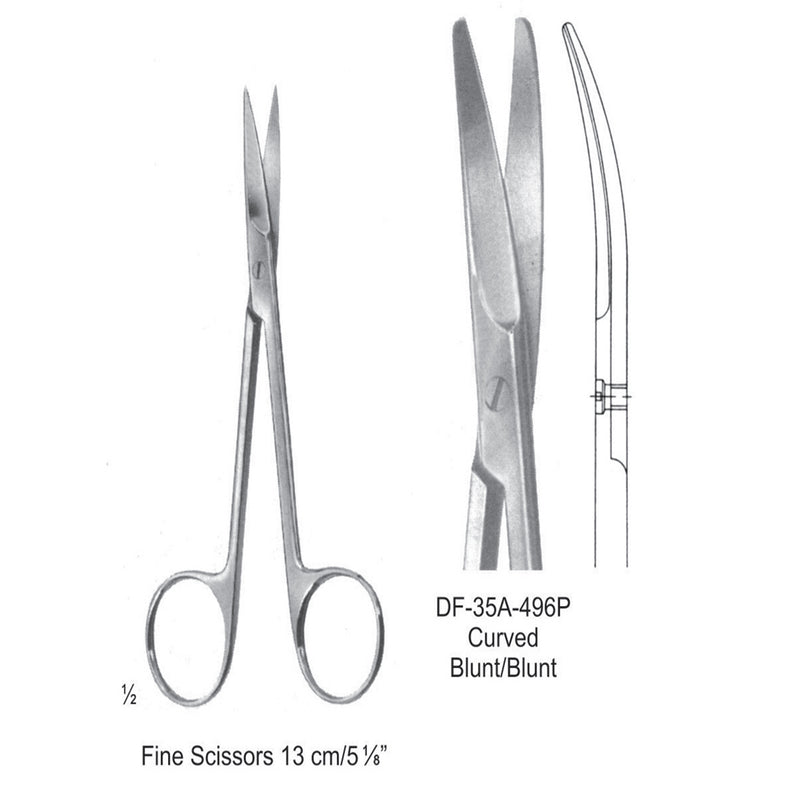 Fine Operating Scissors, Curved, Blunt-Blunt, 13cm  (DF-35A-496P) by Dr. Frigz