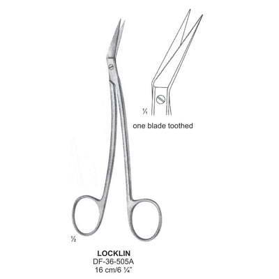 Locklin Fine Operating Scissors, One Blade Toothed, 16cm  (DF-36-505A)
