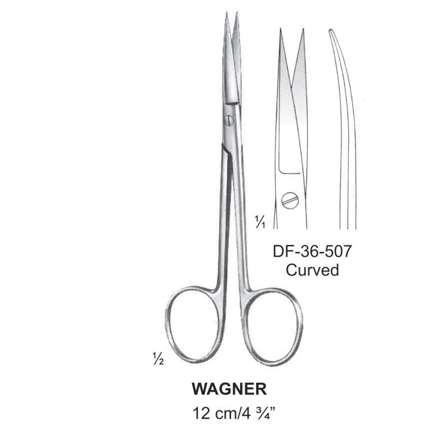 Wagner Fine Operating Scissors, Curved, 12cm  (DF-36-507) by Dr. Frigz