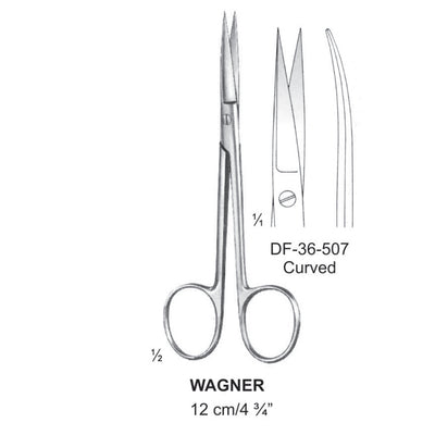 Wagner Fine Operating Scissors, Curved, 12cm  (DF-36-507)