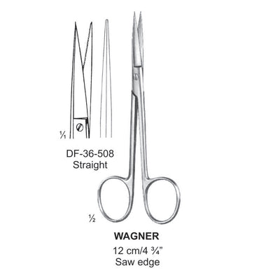Wagner Fine Operating Scissors, Straight, Saw Edge, 12cm  (DF-36-508)