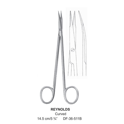 Reynolds Fine Operating Scissors, Curved, 14.5cm  (DF-36-511B)