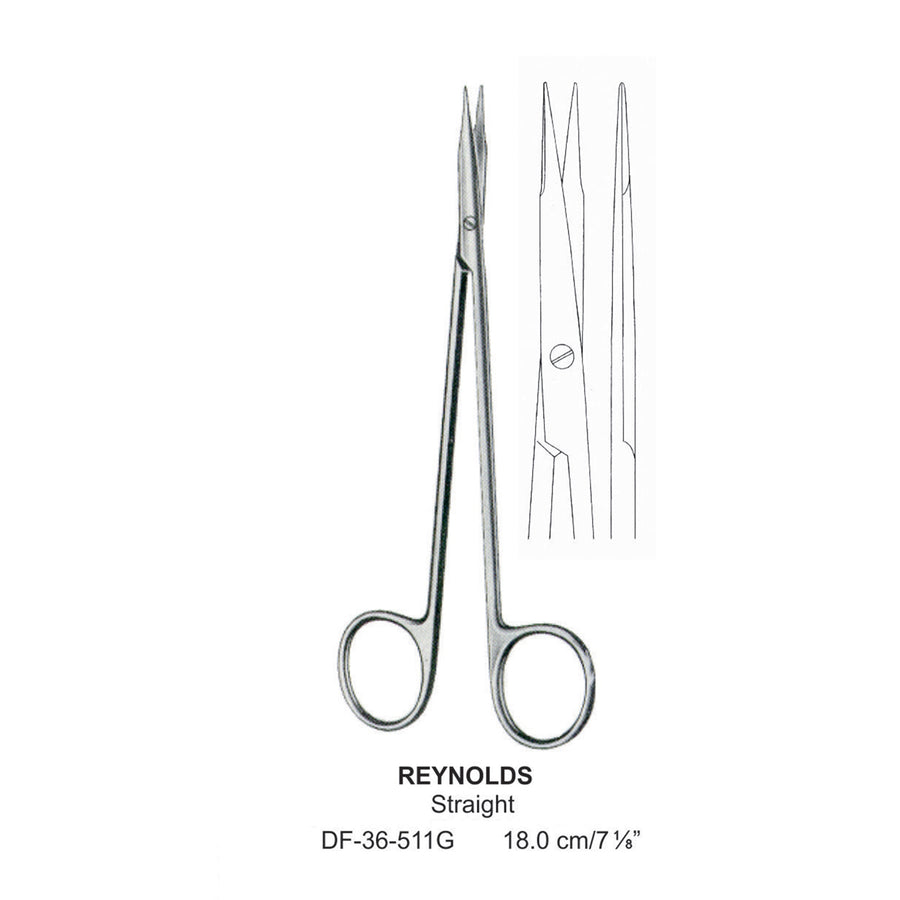 Reynolds Fine Operating Scissors, Straight, 18.0cm  (DF-36-511G) by Dr. Frigz