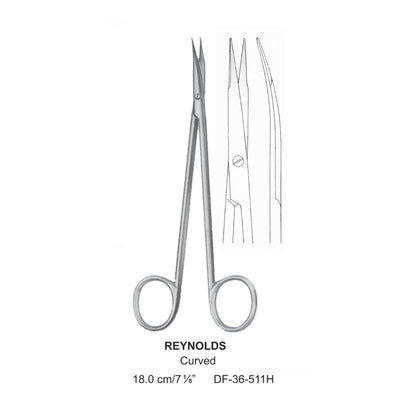 Reynolds Fine Operating Scissors, Curved, 18.0cm  (DF-36-511H)