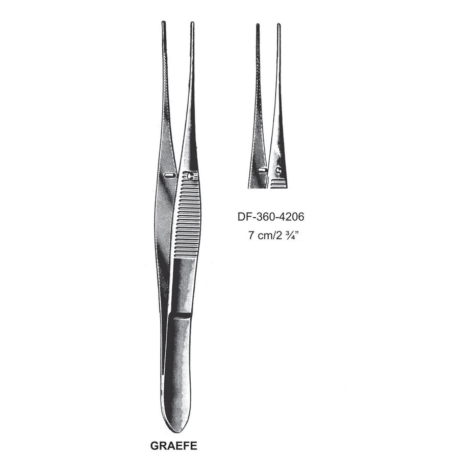 Graefe Iris Forceps, Straight, 7 cm  (DF-360-4206) by Dr. Frigz