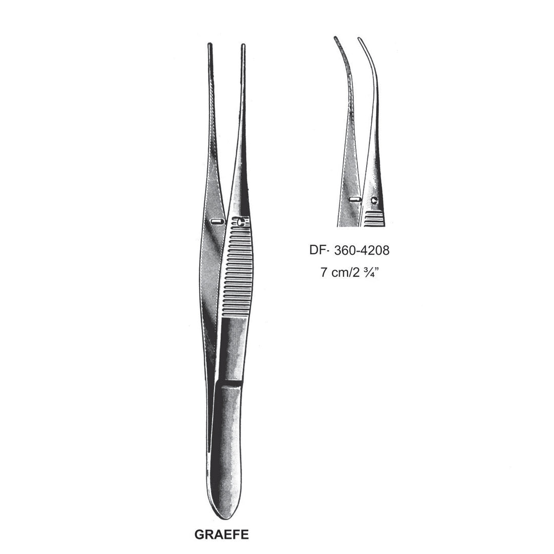 Graefe Iris Forceps, Curved, 7 cm  (DF-360-4208) by Dr. Frigz