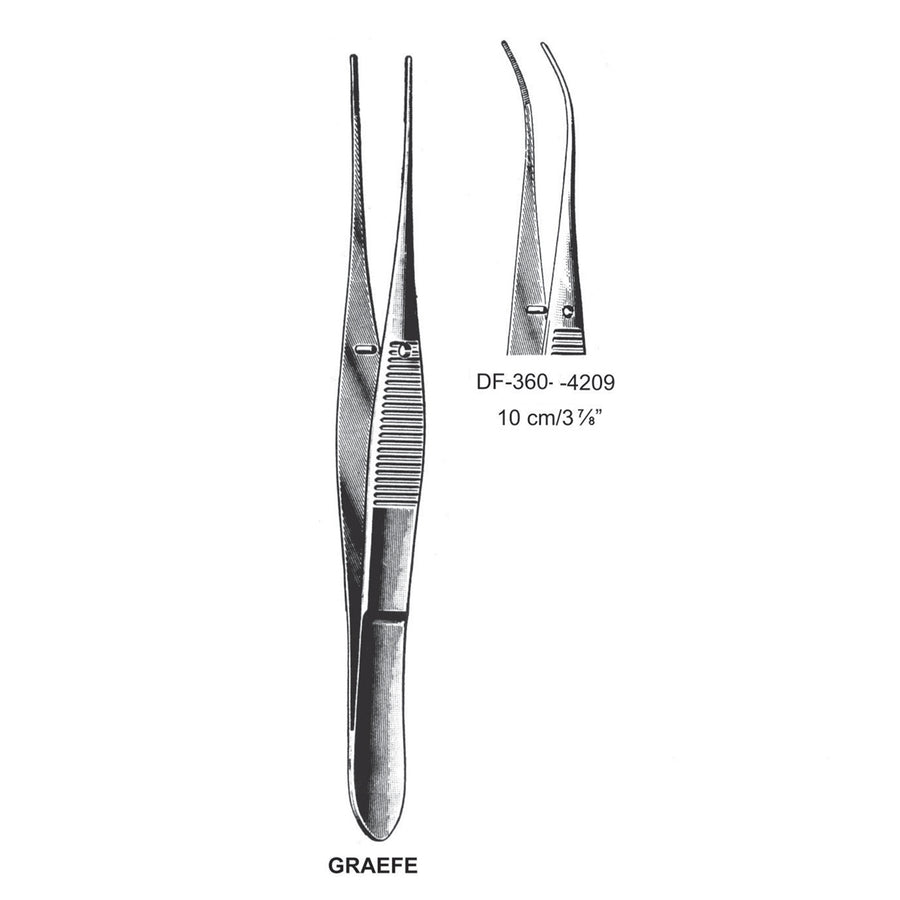 Graefe Iris Forceps, Curved, 10 cm  (DF-360-4209) by Dr. Frigz