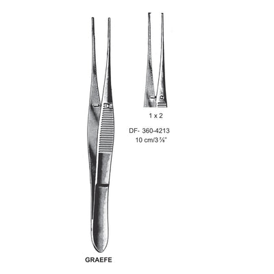 Graefe Iris Forceps, Straight, 1X2 Teeth, 10 cm  (DF-360-4213)