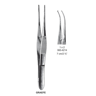 Graefe Iris Forceps, Curved, 1X2 Teeth, 7 cm  (DF-360-4214)