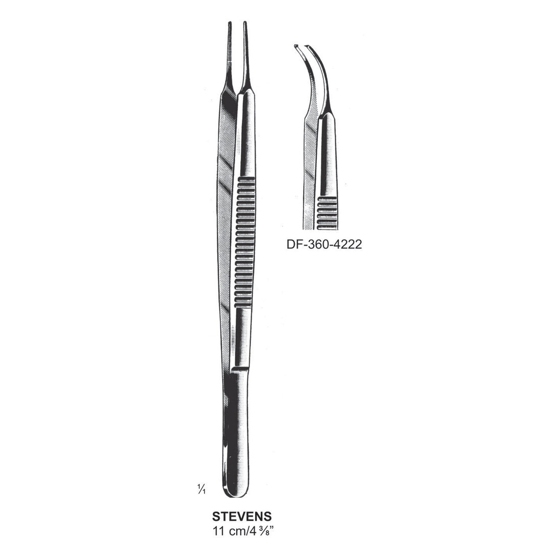 Stevens Iris Forceps, Curved, 1X2 Teeth,11 cm  (DF-360-4222) by Dr. Frigz