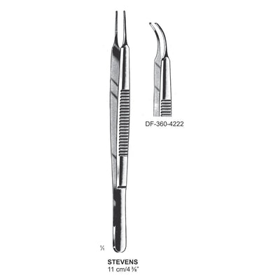 Stevens Iris Forceps, Curved, 1X2 Teeth,11 cm  (DF-360-4222)