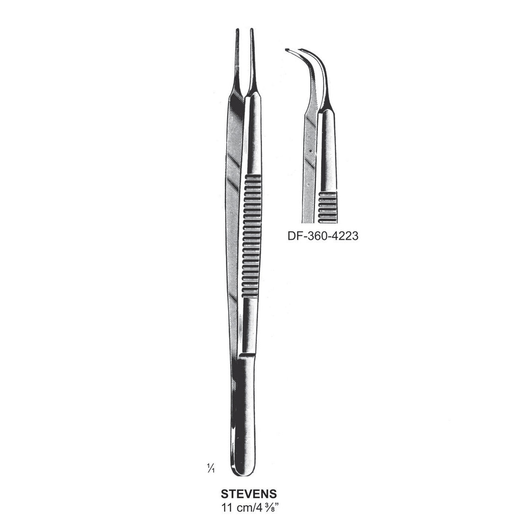 Stevens Iris Forceps, Angled,  1X2 Teeth, 11 cm  (DF-360-4223) by Dr. Frigz