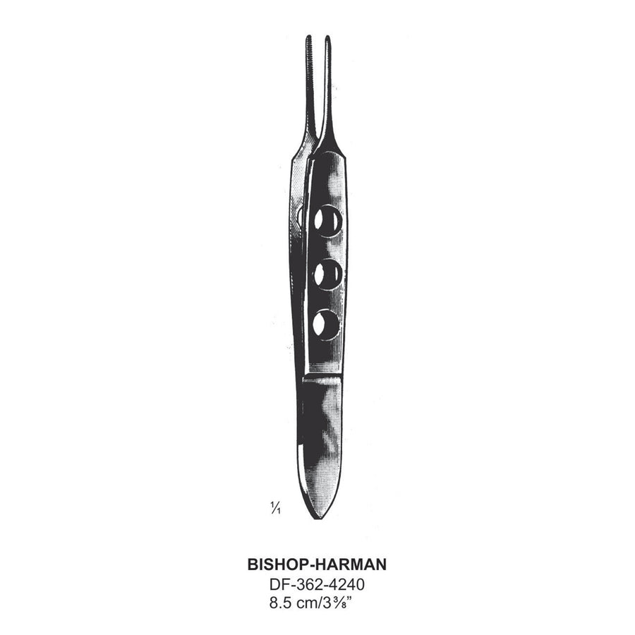 Bishop-Harman Iris Forceps 8.5cm Serrated, 0.8mm  (DF-362-4240) by Dr. Frigz