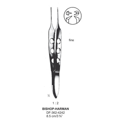Bishop-Harman Iris Forceps Fine 1X2Teeth, 8.5cm  (DF-362-4242)