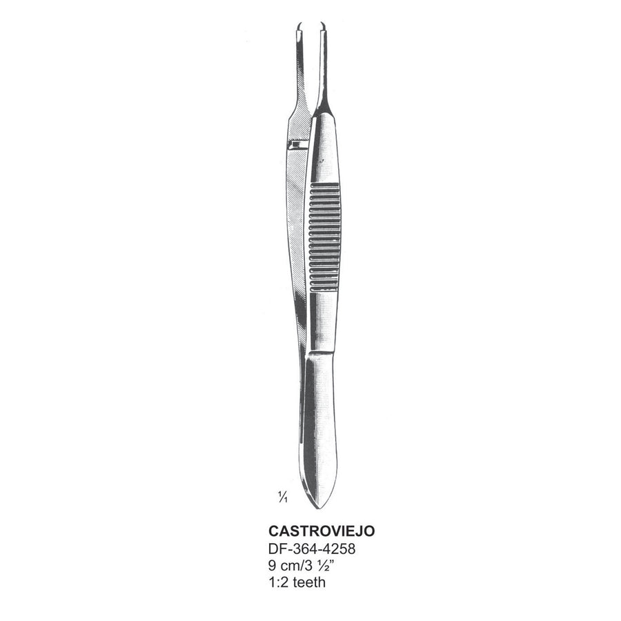 Castroviejo Tissue Forceps,  1:2 Teeth, Straight, 9 cm  (DF-364-4258) by Dr. Frigz