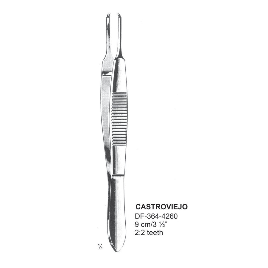 Castroviejo Tissue Forceps,  2:2 Teeth, Straight, 9 cm  (DF-364-4260) by Dr. Frigz